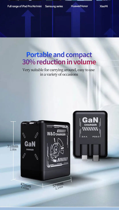 Chargeur 2-en-1 GaN 120W – Câble rétractable Type-C & Lightning | Adaptateur Portable Universel (F3)