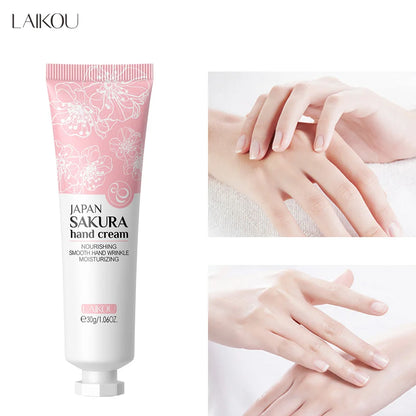 LAIKOU Sakura Crème pour les mains Blanchiment Élimination des rides Anti-fissure Hydratant Fade Lignes fines Corée Soins de la peau Santé Beauté 30g
