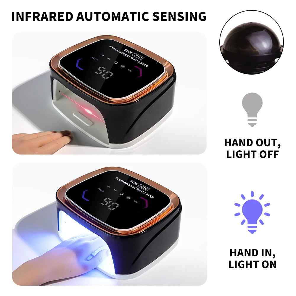 Professional Nail Art UV LED Light Rechargeable Dryer Smart Wireless HD Display Nail Drying Light pour un durcissement rapide de tous les gels