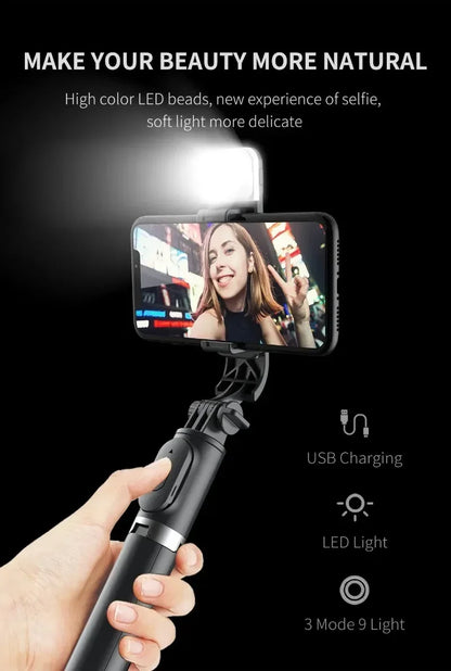 360 Rotate Mobile Phone Holder Selfie Stick Tripod Outdoor Photography Vlog Video Recording with Wireless Remote For Smart phone
