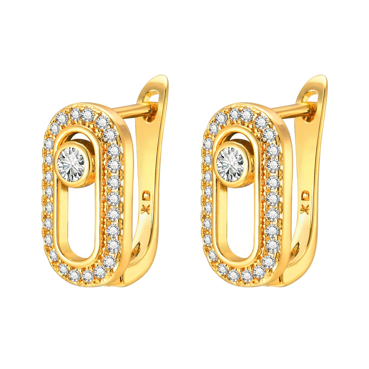 Boucles d'Oreilles Créoles Géométriques – Style Trombone & Zirconium AAA