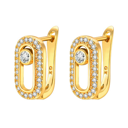 Boucles d'Oreilles Créoles Géométriques – Style Trombone & Zirconium AAA