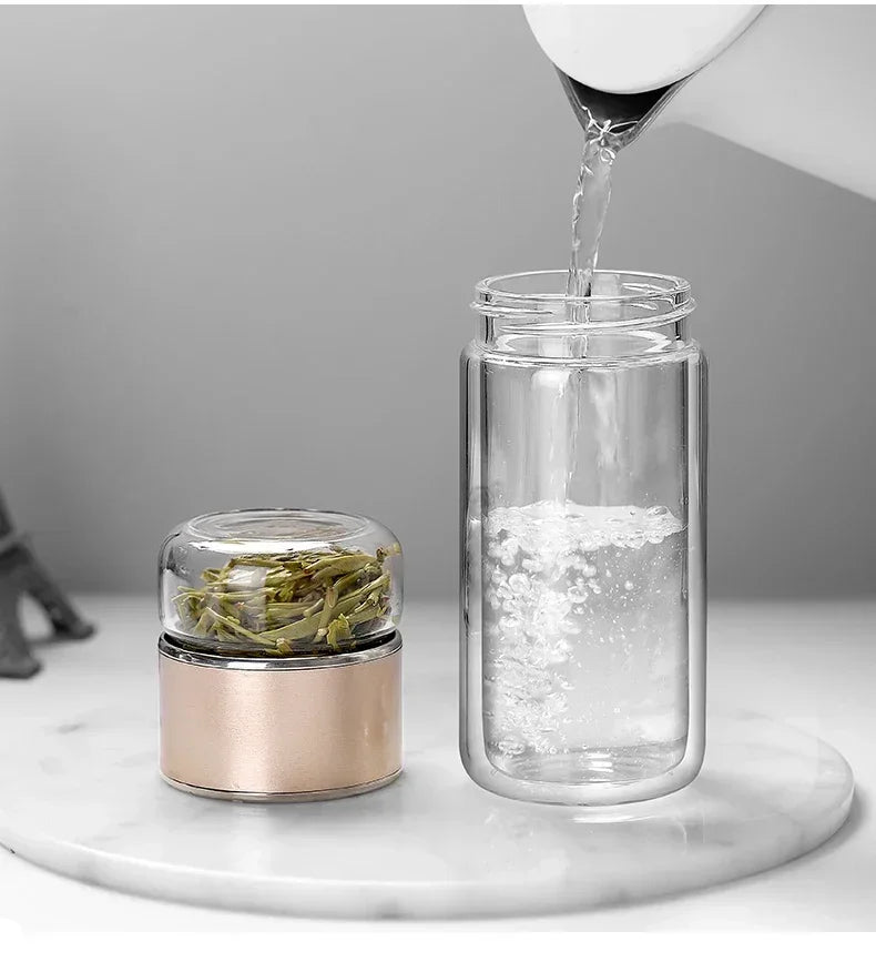 430ml Glass Tea Infuser Bottle Tea Flood Cup.