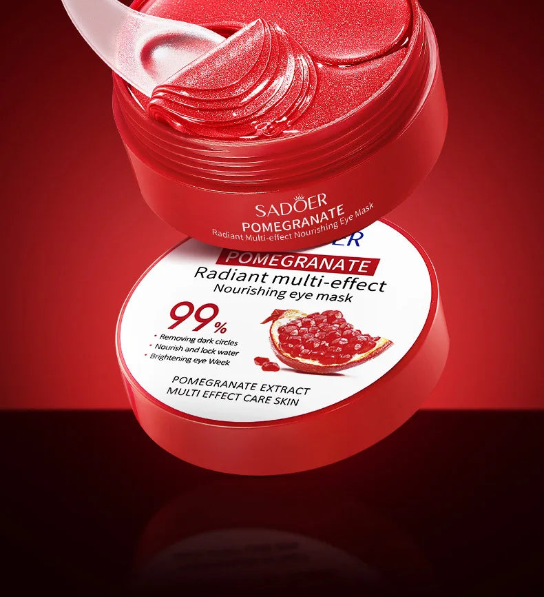 60 pcs SADOER Masque pour les yeux au collagène à la grenade rouge.