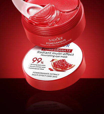 60 pcs SADOER Masque pour les yeux au collagène à la grenade rouge.