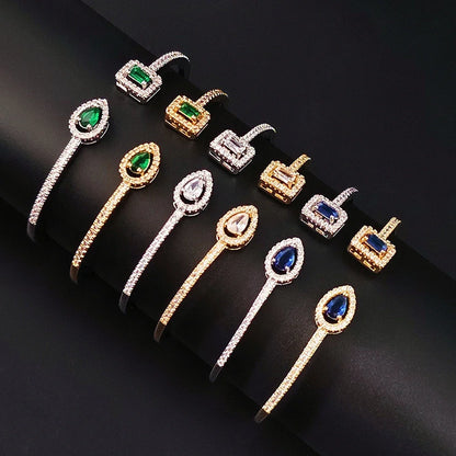 Bracelet Ouvert Réglable – Style Punk Serpent Argenté en Forme de Poire