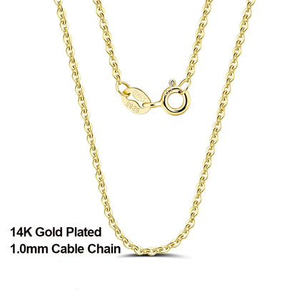 Rinntin 18K Gold 925 Sterling Silver Fashion Cable Link Chains Necklace for Women Thin Neck Chain Accessories Jewelry SC06