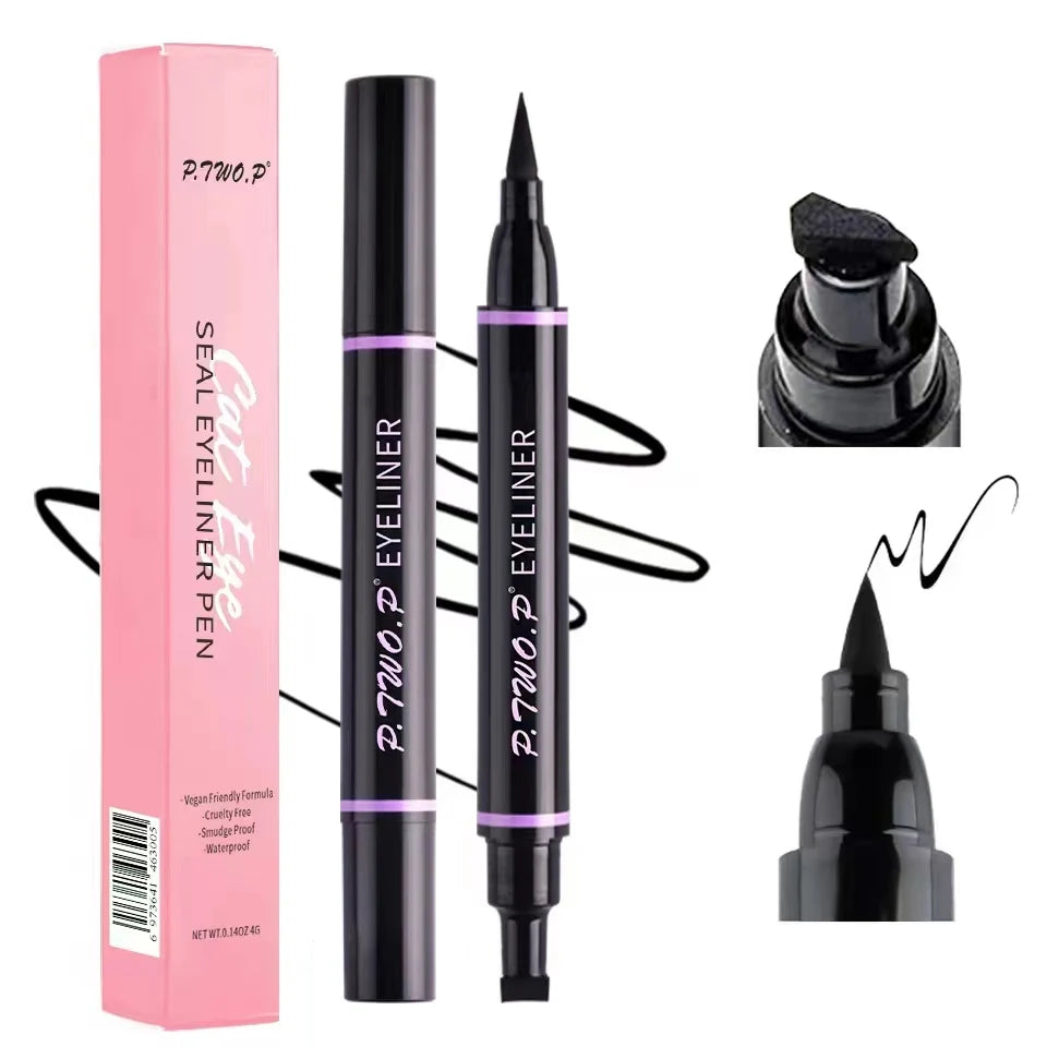 P.TWO.P Stamp Eyeliner Crayon 1 Pcs Double-end Imperméable À Séchage Rapide Longue Durée Eyeliner Liquide Maquillage Yeux Outil De Cosmétiques