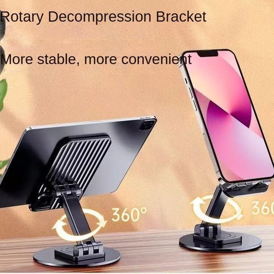 360 Rotating Cell Phone Holder ABS Desktop Folding for cell phone Tablet Cell Phone Stand Lift Telescopic Folding Desktop Stand