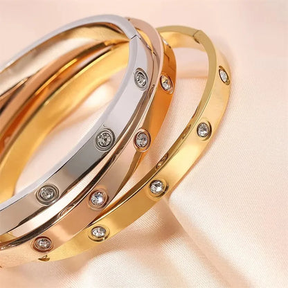 Bracelet tendance en acier inoxydable et oxyde de zirconium pour femme et homme,résistant à la lumière.