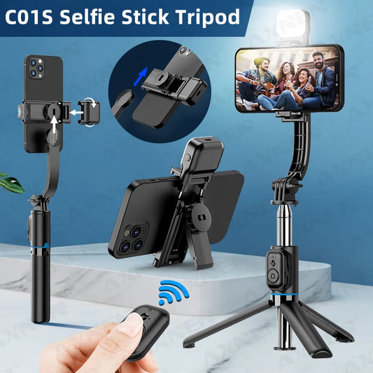 Trépied C01s Selfie Stick avec lumière de remplissage, monopode détachable de support de téléphone, télécommande Bluetooth sans fil pour Huawei iPhone Android