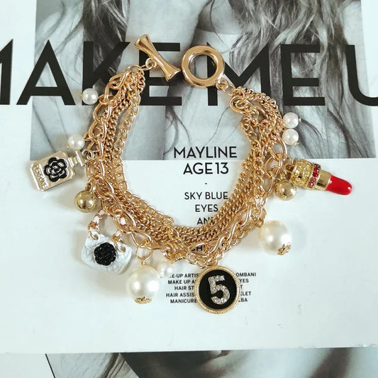 Bracelet de Luxe à Pampilles en Perles – Cristal No.5, Cadeau Élégant pour Femme