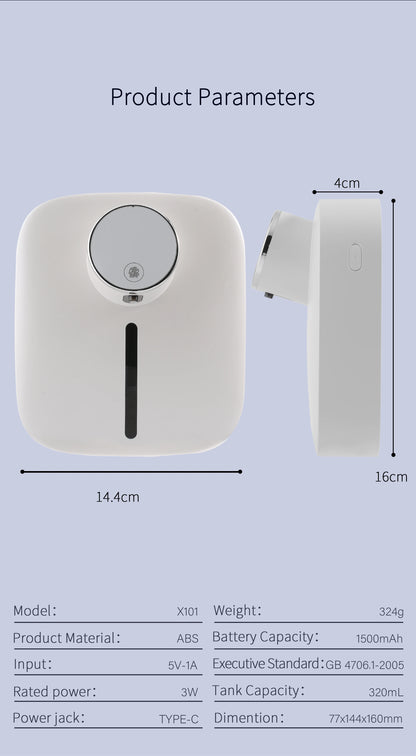 Distributeur de savon automatique mural multifonctionnel rechargeable USB Capteur infrarouge Distributeur de savon en mousse à affichage numérique LED