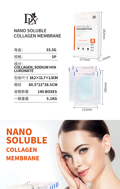 Masque de film protéiné de collagène nano hydrolysé Ensemble de pulvérisation de sérum pour le visage Réparation des rides Remplisseur de visage soluble Ensemble de soins de la peau éclaircissant