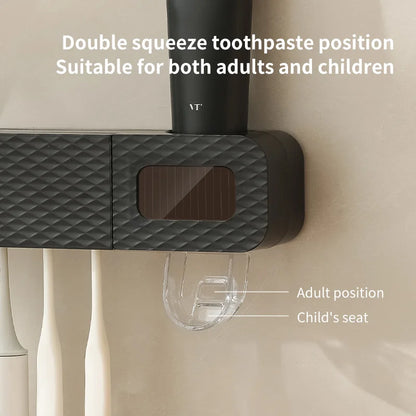 1 porte-brosse à dents intelligent, porte-brosse à dents intelligent à 3 emplacements, distributeur de dentifrice, nécessités quotidiennes domestiques
