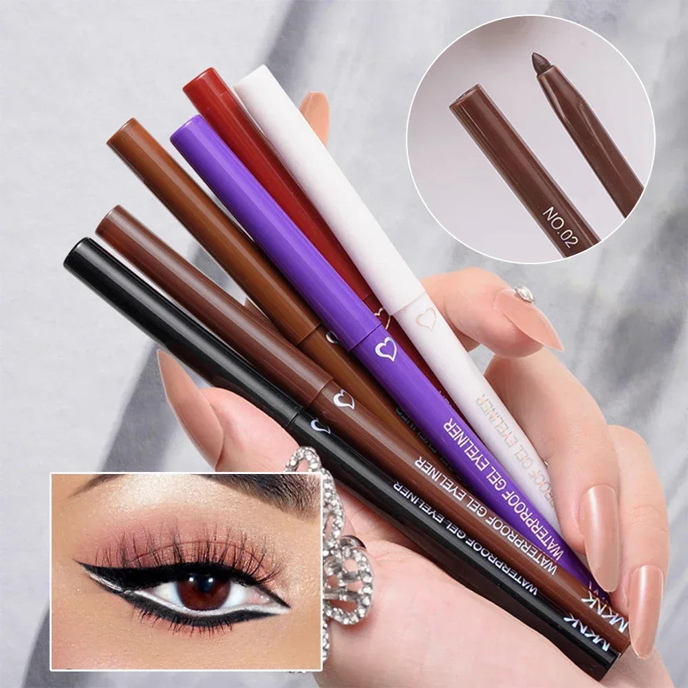 Stylo Eyeliner Imperméable Blanc Noir Marron Crayon À Séchage Rapide Longue durée.