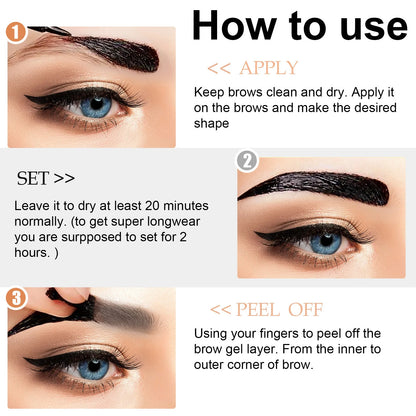 Gel-crème longue tenue Tattoo Brow pour sourcils – Waterproof, résistant, facile à décoller, teinte impeccable