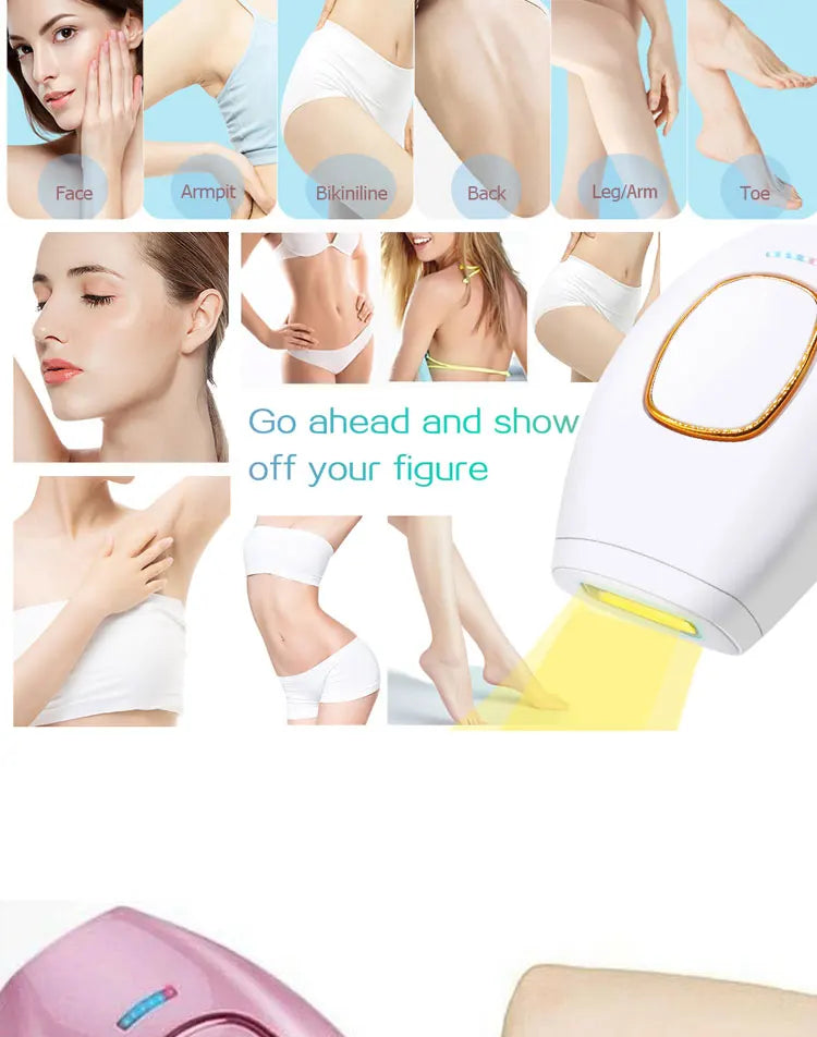 NOUVEAU Body Bikini IPL 500 000 Flash Épilateur Pulses Permanent, Indolore Pour Femmes.
