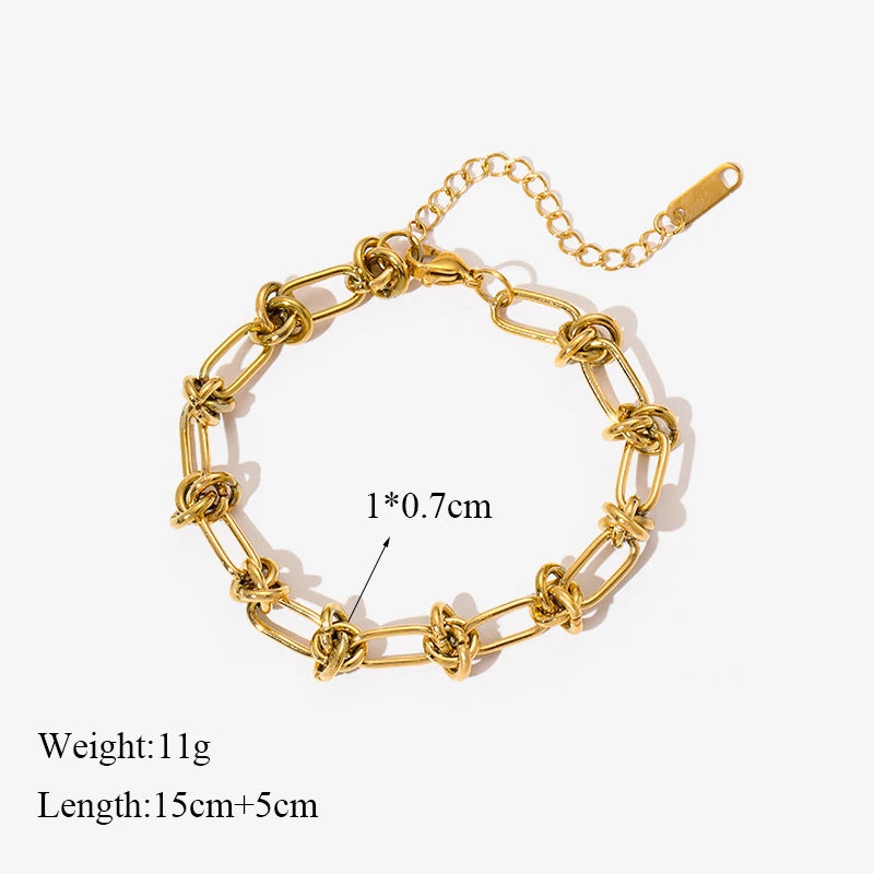 EILIECK Bracelet Torsadé en Acier Inoxydable 316L – Plaqué Or 18K, Étanche & Tendance Femme