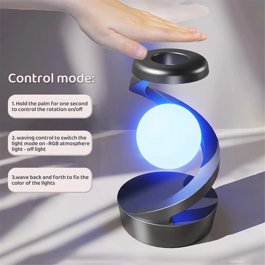Veilleuse rotative LED à 360° avec chargeur sans fil Rechargeable sans fil LED Veilleuse en lévitation Gris