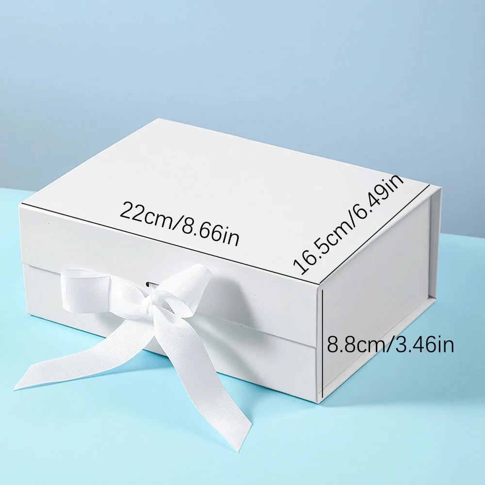 Coffret cadeau personnalisé à rabat magnétique pliable avec ruban