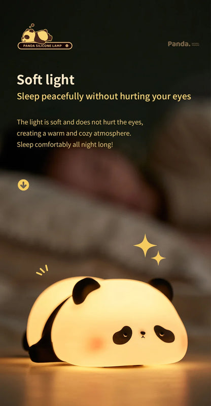 USB Rechargeable LED Veilleuse Mignon Dessin Animé Panda Silicone Lampe Timing Fonction Bureau Chevet Décor Enfants Veilleuse Cadeau
