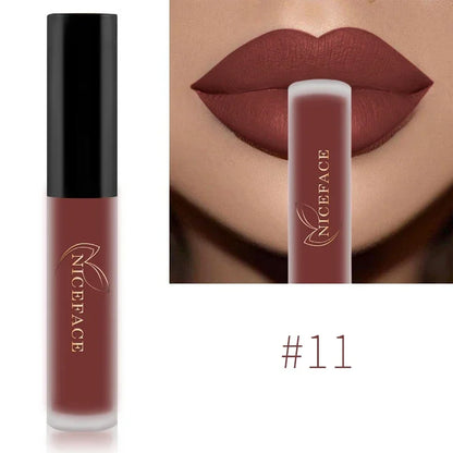 NICEFACE Hot Color Lip Gloss Waterproof Matt Lipgloss Lasting Nude Liquid Lipstick Cosmetic Sexy Women Lip Tint Makeup Lip Stain