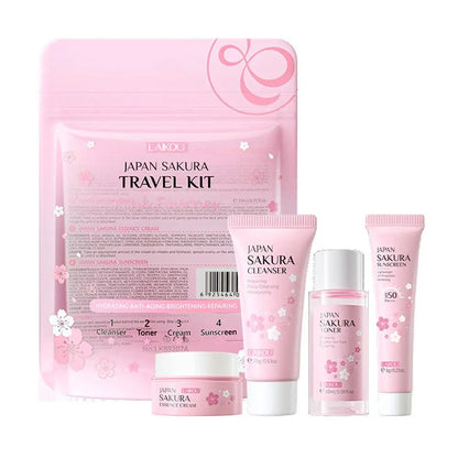 4pcs/Bag Sakura Skin Care Sets Facial Cleanser Face Face Toner Sunscreen Hydratant Lissant Nourrissant Produit de soins de la peau