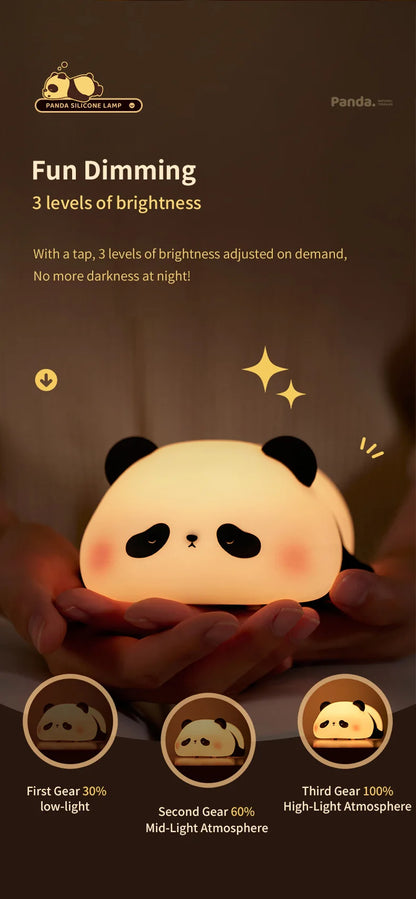 USB Rechargeable LED Veilleuse Mignon Dessin Animé Panda Silicone Lampe Timing Fonction Bureau Chevet Décor Enfants Veilleuse Cadeau