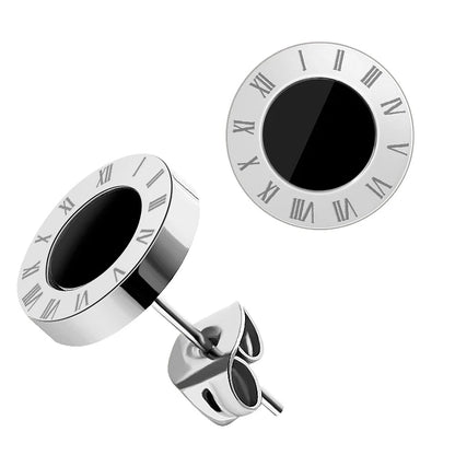 Boucles d'oreilles à clous en acier inoxydable et acrylique pour homme et femme, bijoux vintage avec chiffres romains.