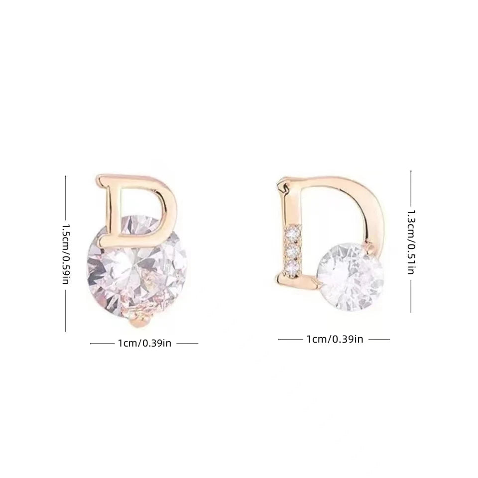 Boucles d'oreilles lettre D pour femmes Boucles d'oreilles en zircon brillant  Bijoux unique