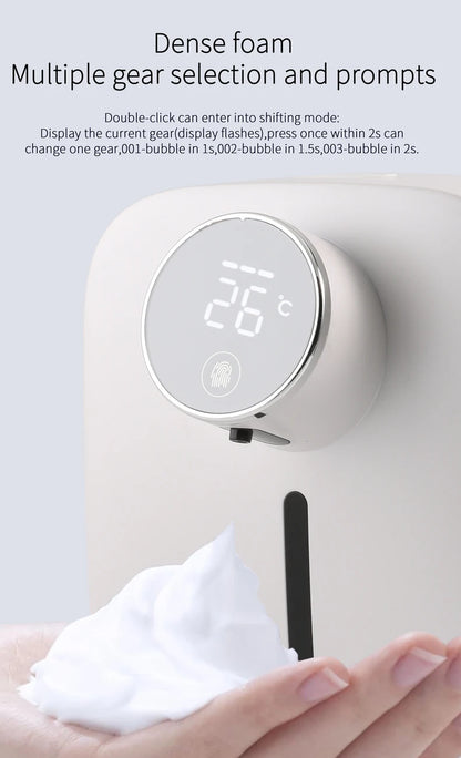Distributeur de savon automatique mural multifonctionnel rechargeable USB Capteur infrarouge Distributeur de savon en mousse à affichage numérique LED