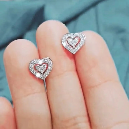 Huitan Fancy Round Shaped Stud Earrings Paved Shiny CZ Stone Silver Color/Gold Everyday Fashion Versatile Women’s Ear Jewelry