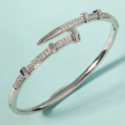 Bracelet Classique en Acier Inoxydable – Zircon Scintillant pour Femme
