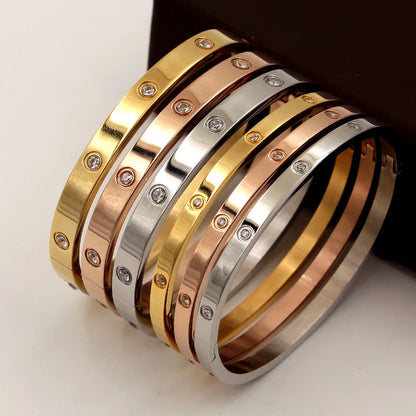 Bracelet tendance en acier inoxydable et oxyde de zirconium pour femme et homme,résistant à la lumière.