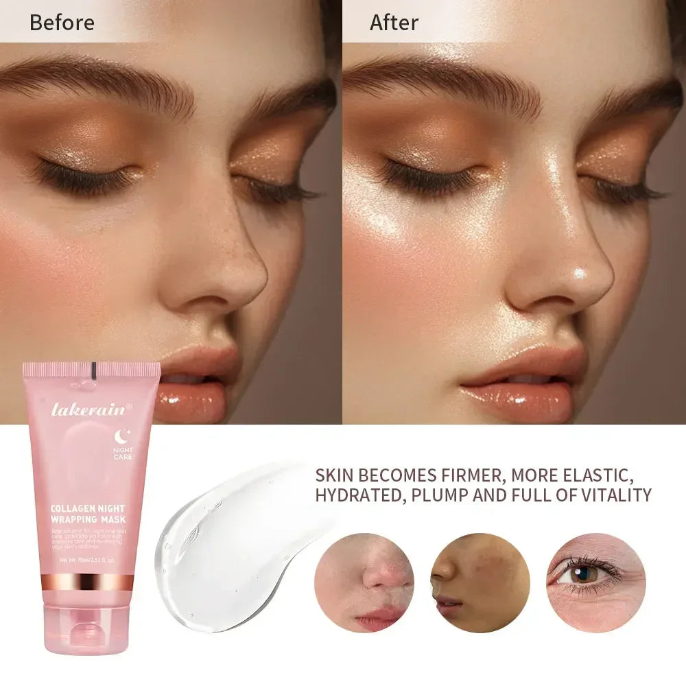 Masque de collagène de nuit Rajeunissement Hydratant Éclaircissant Masque facial coréen pour Rendre la peau éclatante.