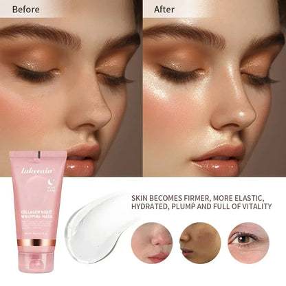 Masque de collagène de nuit Rajeunissement Hydratant Éclaircissant Masque facial coréen pour Rendre la peau éclatante.