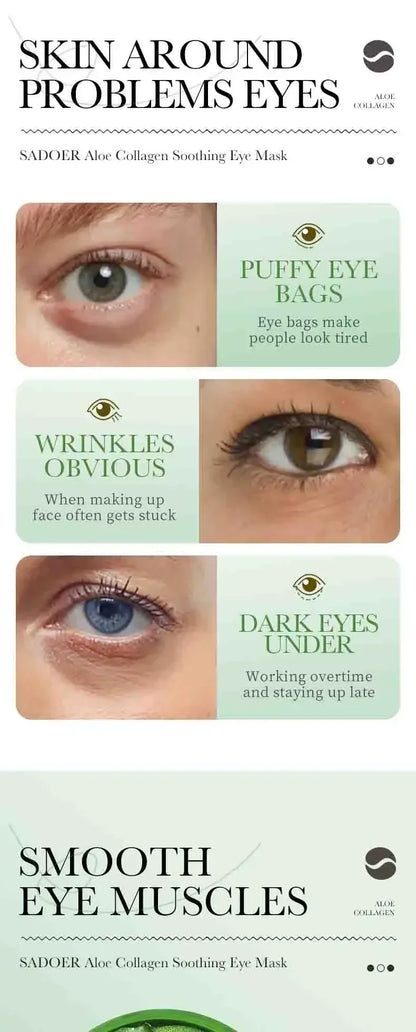 60pcs Aloe Vera Collagène Masque pour les yeux Anti-cernes Élimination des cernes Sacs pour les yeux Hydratant Rafermir Patchs pour les yeux Produits de soins de la peau des yeux