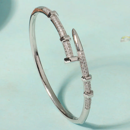 Bracelet Classique en Acier Inoxydable – Zircon Scintillant pour Femme