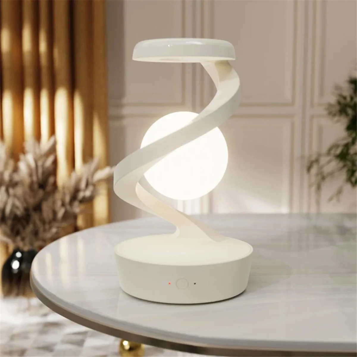 Veilleuse rotative LED à 360° avec chargeur sans fil Rechargeable sans fil LED Veilleuse en lévitation Gris