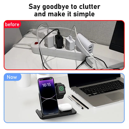 Support de chargeur sans fil pliable 3 en 1 pour iPhone 15 14 13 12 Pro Max Mini iWatch AirPods 3/2 Support de station de charge rapide