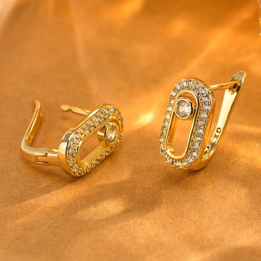 Boucles d'Oreilles Créoles Géométriques – Style Trombone & Zirconium AAA