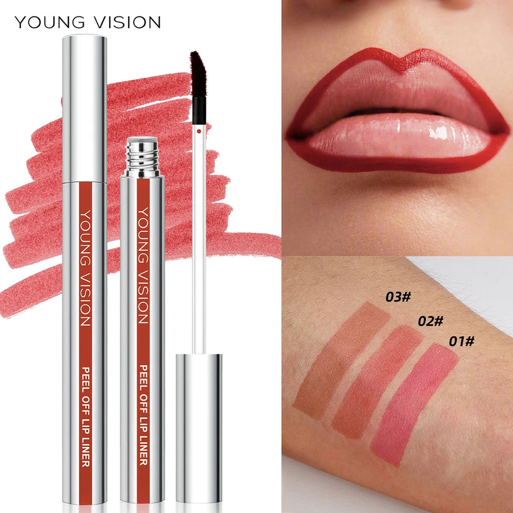 YOUNG VISION Tear-Off Lip Liner Peel-Off Lip Liner Matte Smudge-Free Hook & Loop Lip Pencil Crayon de maquillage 3 couleurs