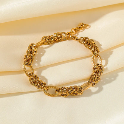 EILIECK Bracelet Torsadé en Acier Inoxydable 316L – Plaqué Or 18K, Étanche & Tendance Femme