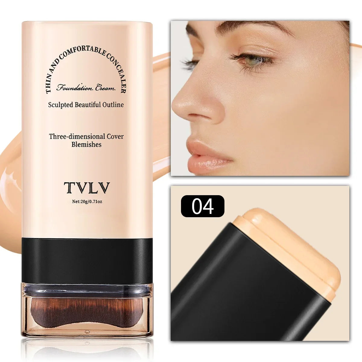 TVLV gomme fond de teint stick 20g, avec pinceau, fond de teint  longue tenue