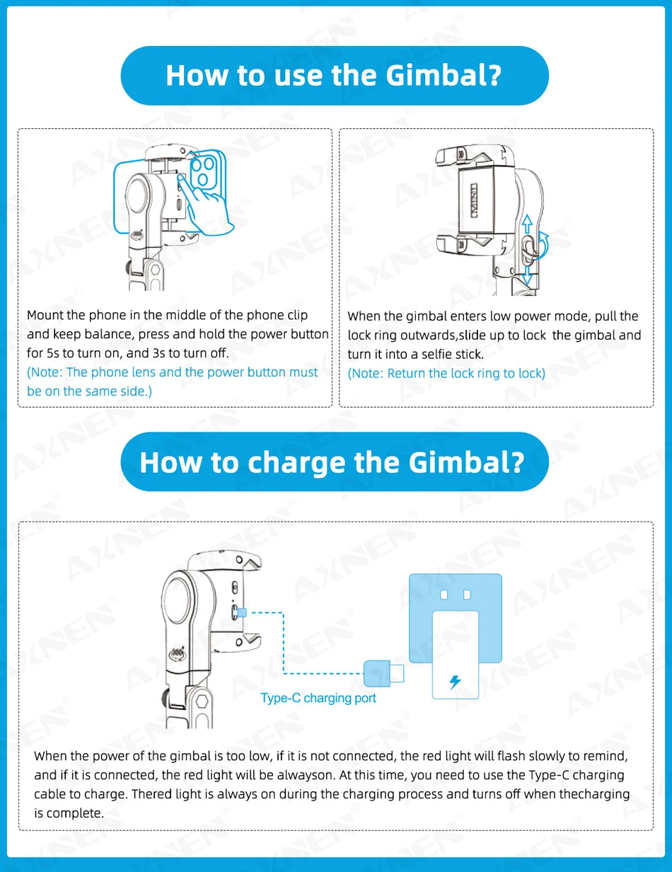 Rotation à 360° suivant le mode de prise de vue Stabilisateur de cardan Selfie Stick Trépied pour iPhone.