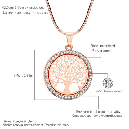 Collier Arbre de Vie Élégant – Pendentif en Strass pour Femme