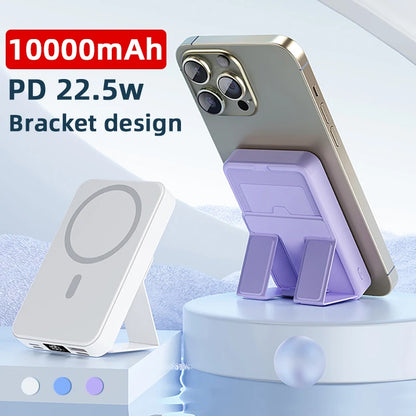 Powerbank 10000mAh Sans fil PD15W / PD22.5W Conception de support d'alimentation Charge rapide pour iphone