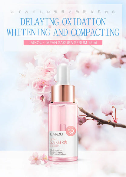 LAIKOU Sakura Face Essence Sérum anti-rides Rétrécir les pores Anti-âge Hydratant Soins de la peau sèche 17ml