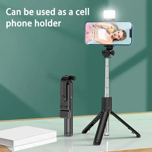 Trépied extensible Selfie Stick Trépied téléphonique avec selfies de groupe/diffusion en direct/enregistrement vidéo compatible avec tous les téléphones portables